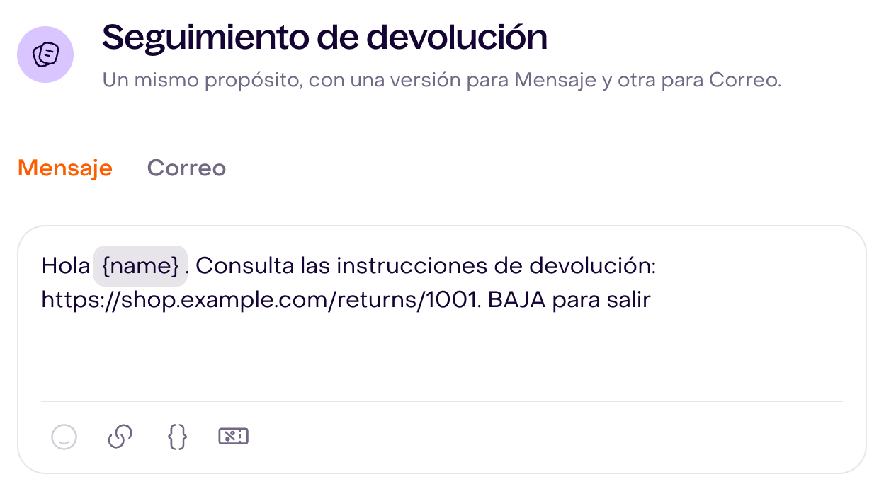 Borrador ficticio Mensaje con personalización sin resolver