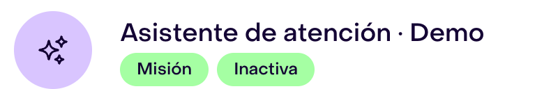 Misión ficticia existente con el estado guardado Inactiva